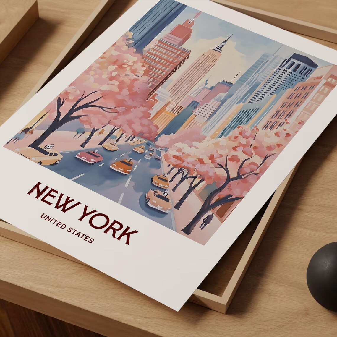 New York City Empire State Building Spring Blossom Poster Art - Image 2