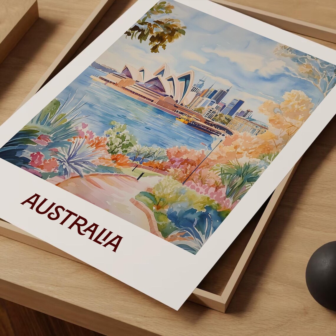 Australia Sydney Opera House Harbor Watercolor Iconic Travel Poster Art - Image 2