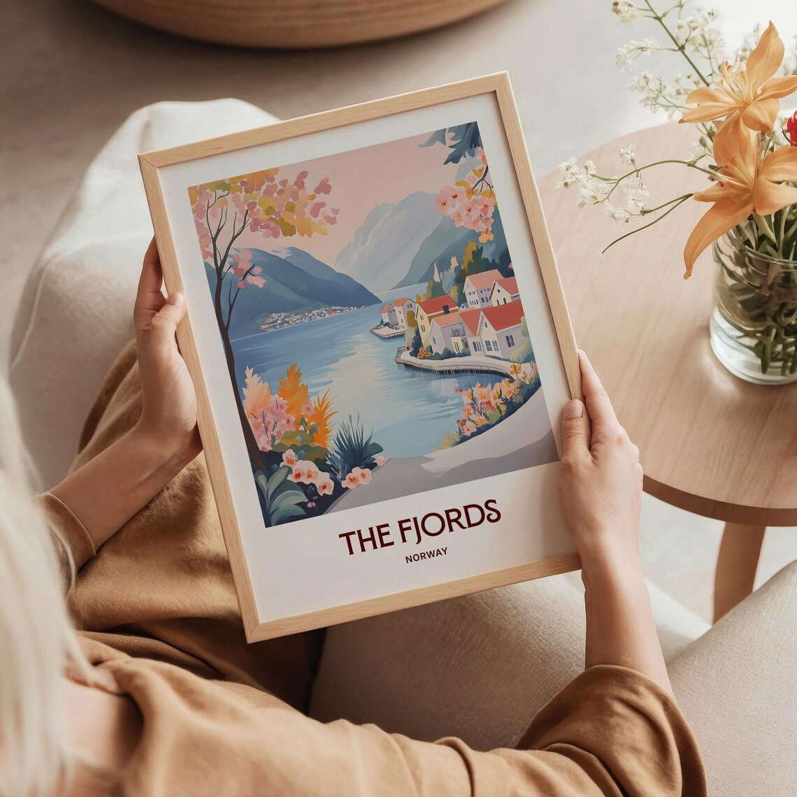 Norway Fjords Scenic Waterfront Village Mountain Fjord Art Poster - Image 5