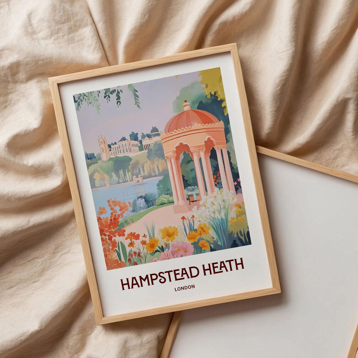 Hampstead Heath London Pergola Flower Garden Watercolor Travel Poster - Image 3