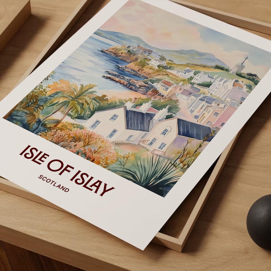 Isle of Islay Scotland Coastal Village Watercolor Travel Poster - Image 2