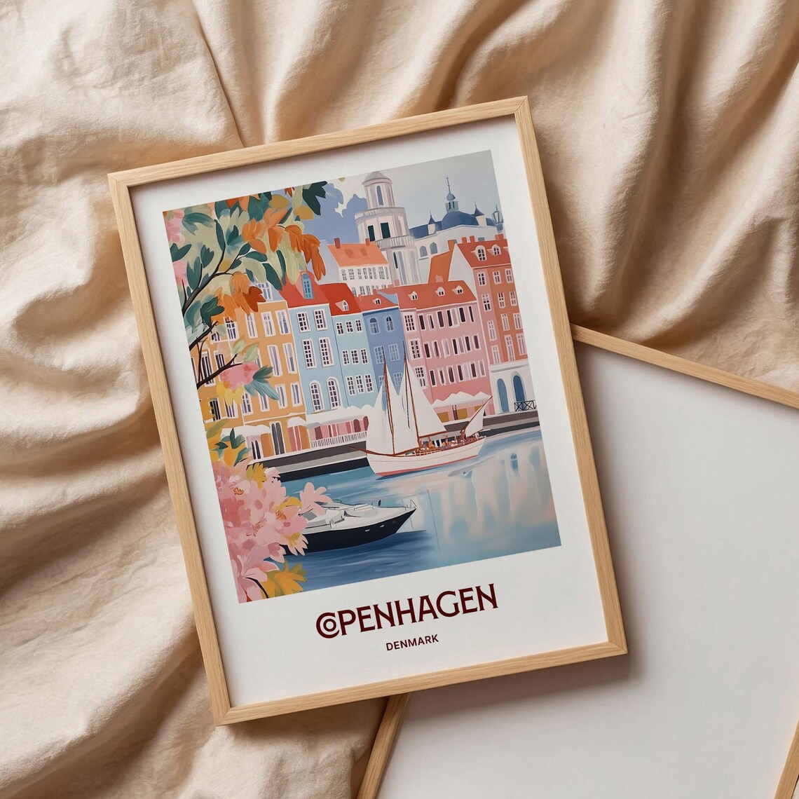 Copenhagen Denmark Nyhavn Harbor Colorful Houses Sailboat Travel Poster - Image 3