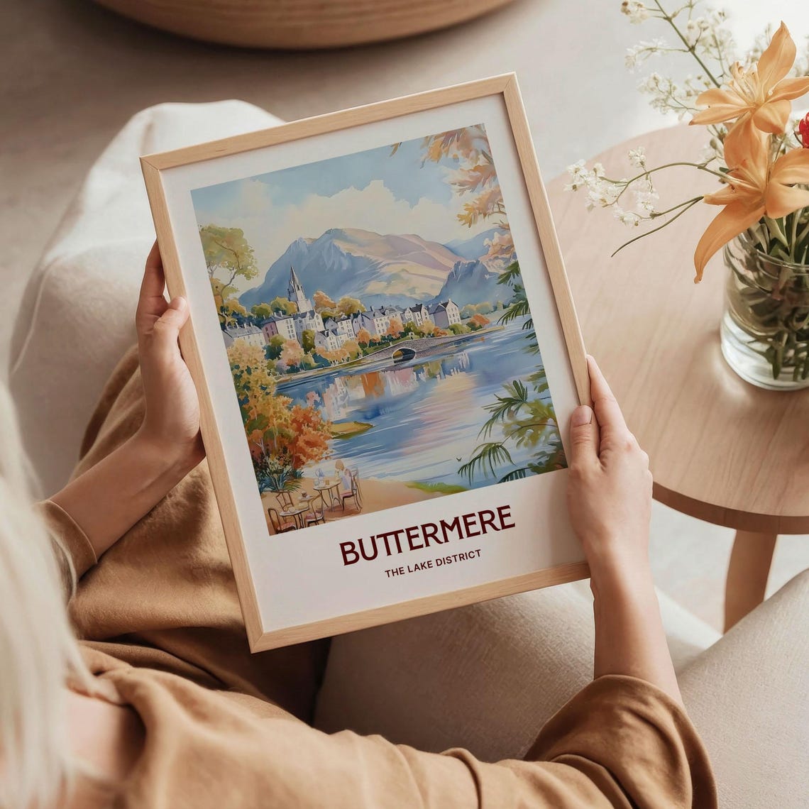 Buttermere Lake District Village Watercolor Lake Mountains Print - Image 5