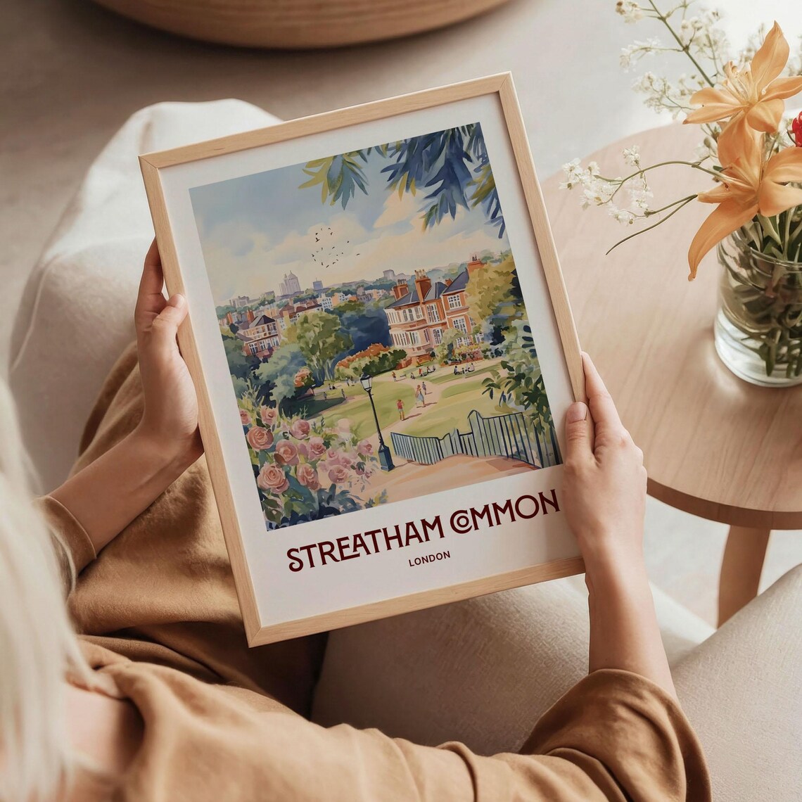Streatham Common London Rose Garden Watercolor Park Travel Poster - Image 5