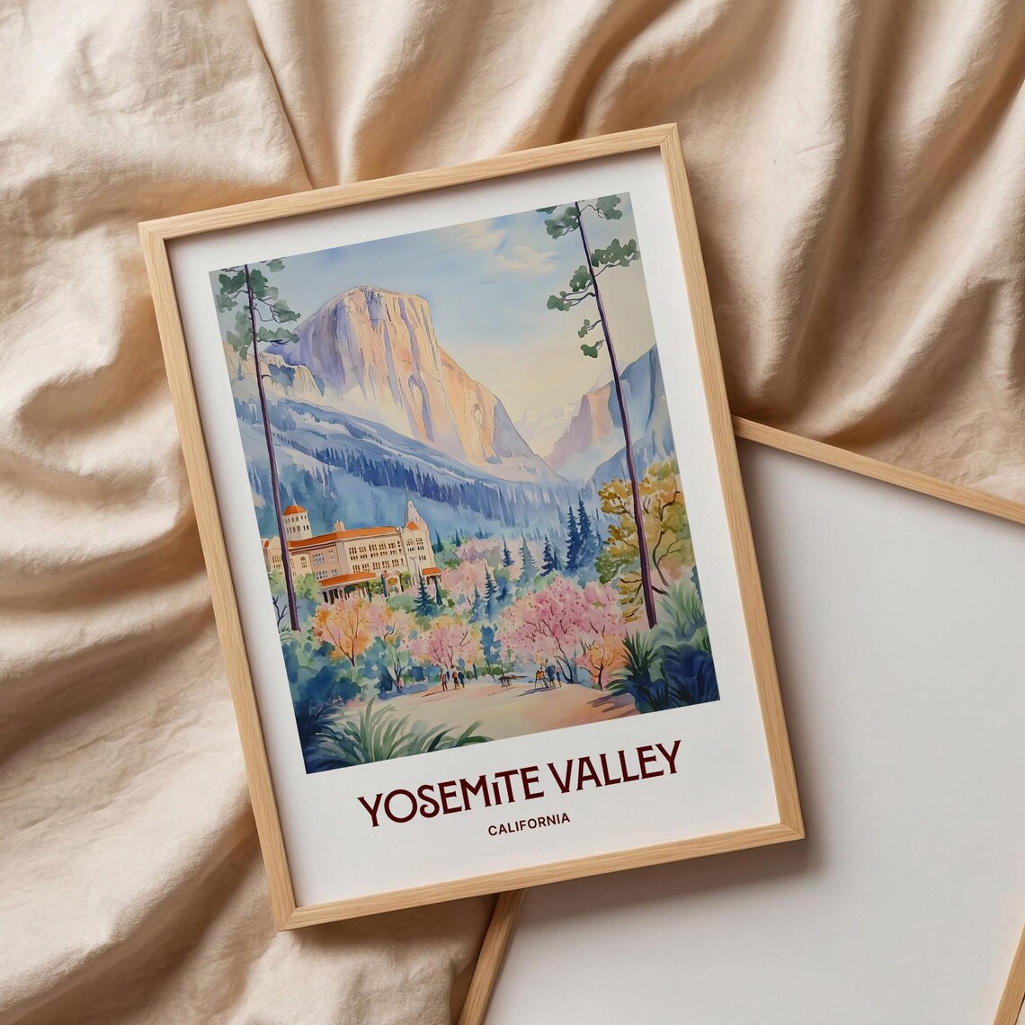Yosemite Valley California El Capitan Watercolor Travel Poster Lodge - Image 3