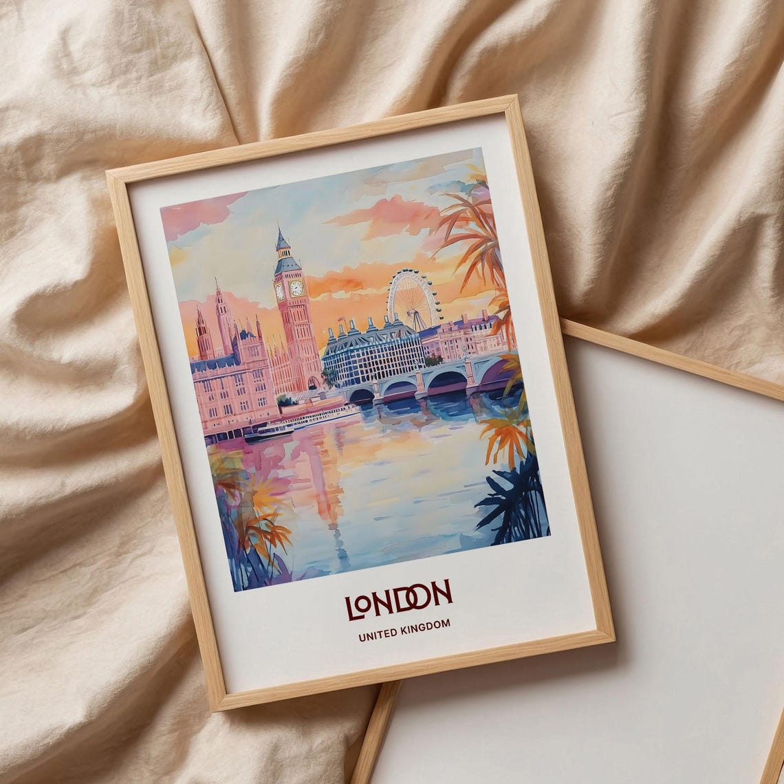 London United Kingdom Big Ben London Eye Glowing Sunset Poster - Image 3