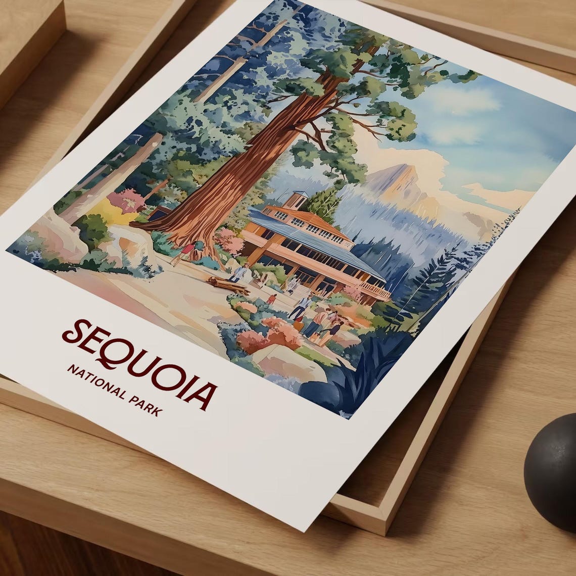 Sequoia National Park Giant Trees Watercolor Poster Forest View - Image 2