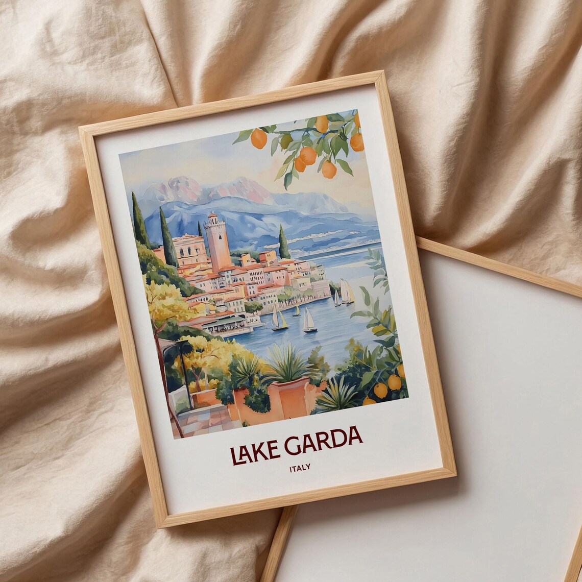 Lake Garda Travel Print Minimalist Lake Garda Poster Italy Art Pastel Cityscape Art Retro Travel Decor Id 514 C35 333 - Image 3