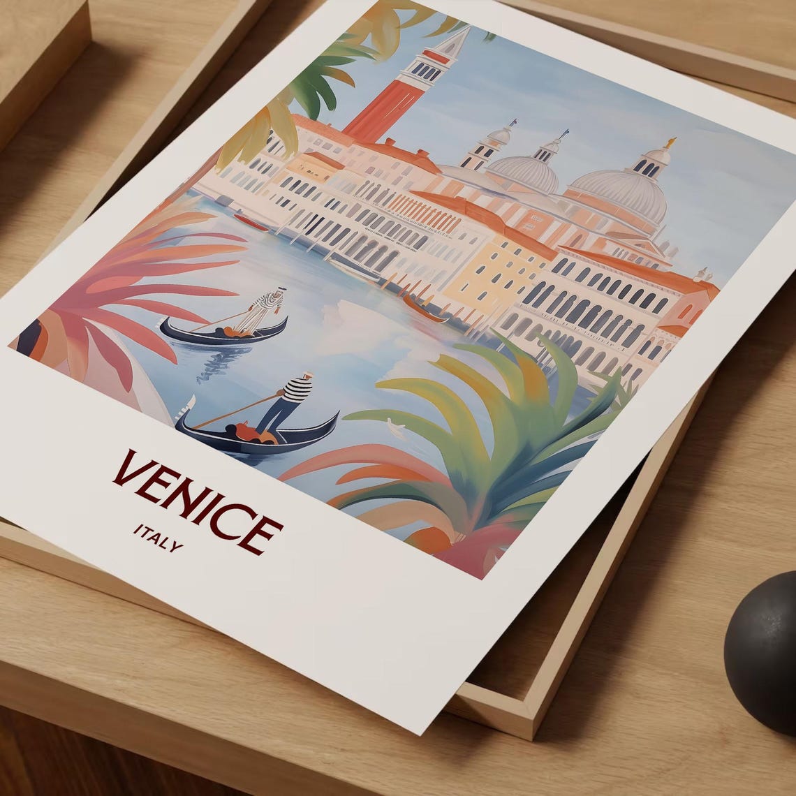 Venice Italy Gondolas St Marks Campanile Canal Travel Art Poster - Image 2