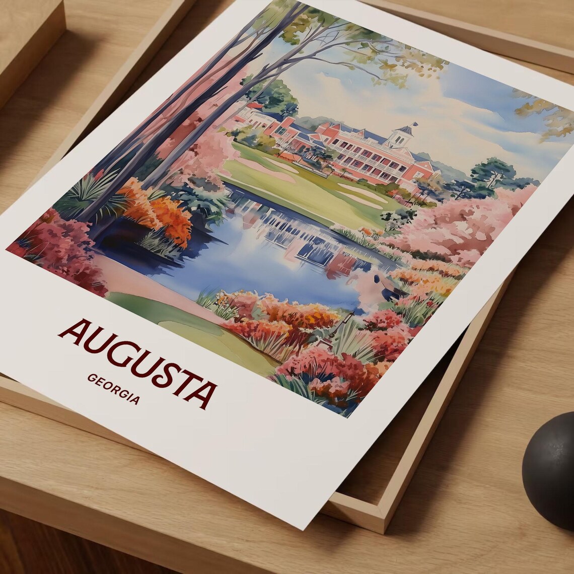 Augusta Georgia Golf Course Clubhouse Watercolor Travel Poster - Image 2
