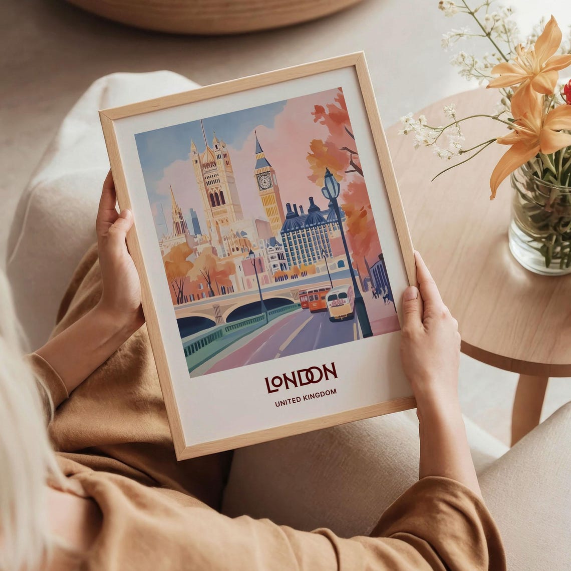 London Westminster Big Ben Bridge Red Buses Travel Art Poster - Image 5