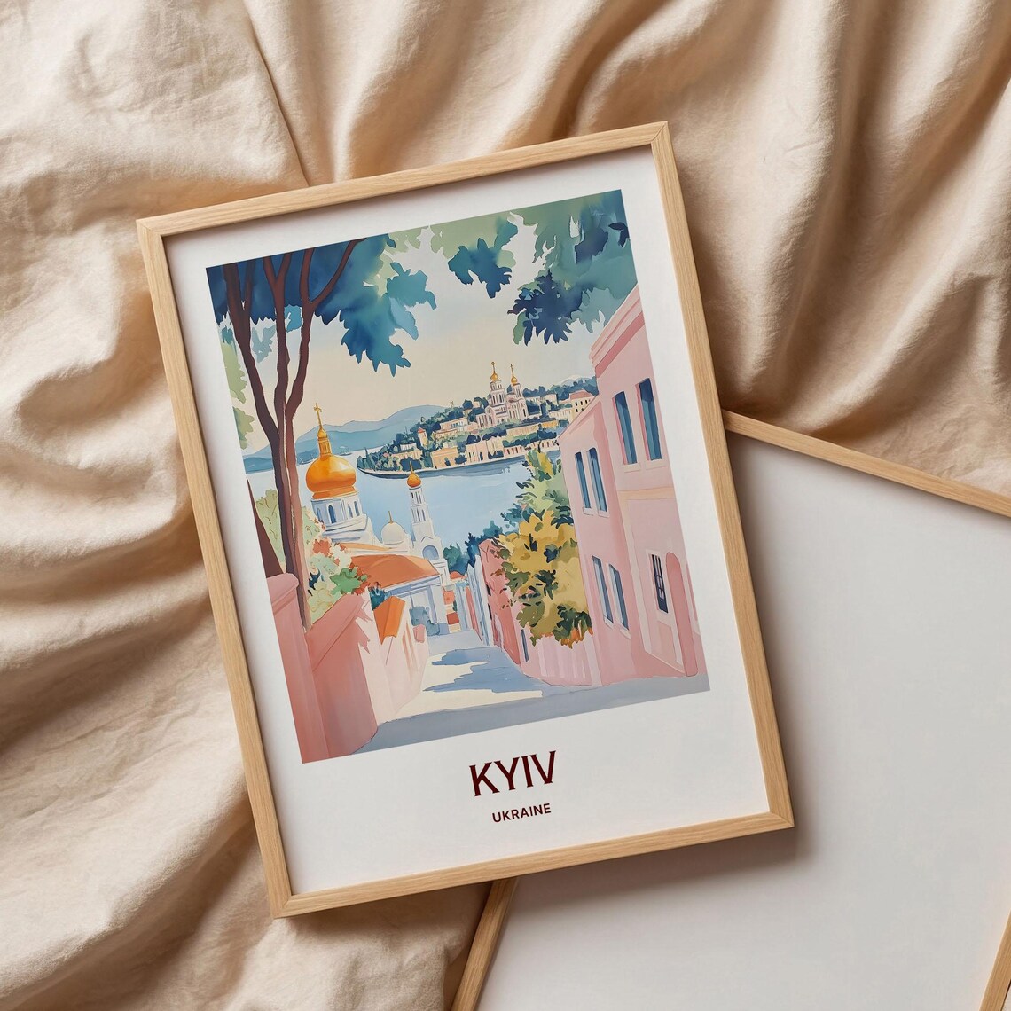 Kyiv Ukraine Golden Dome Churches River Old Town Travel Art Poster - Image 3