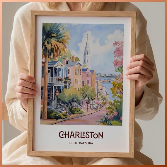 Charleston Historic Street Palmetto South Carolina Travel Poster