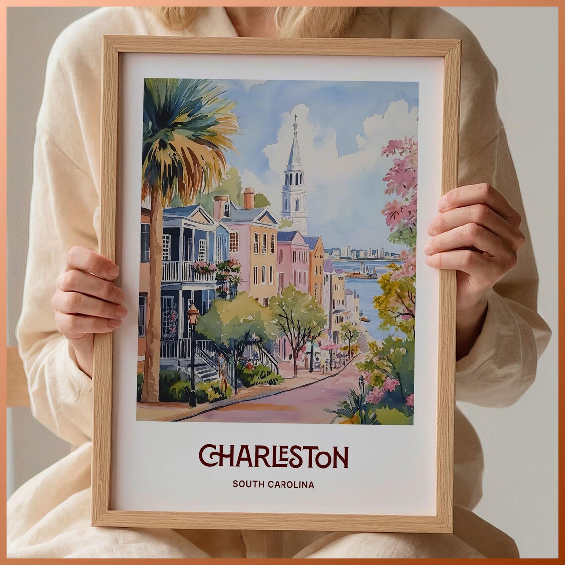 Charleston Historic Street Palmetto South Carolina Travel Poster