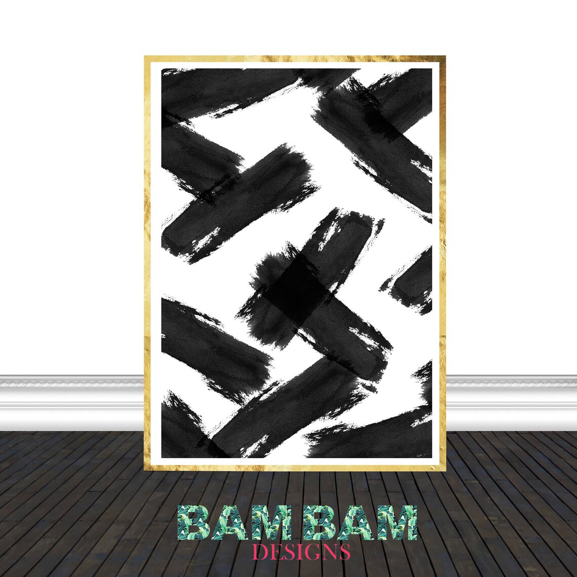 Black Abstract Striped Artwork, Modern Poster - Image 2