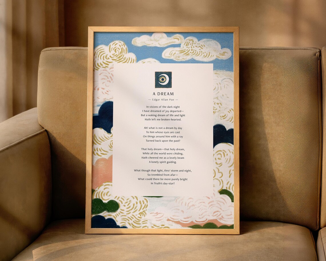 Edgar Allan Poe A Dream Poem Celestial Poetry Bedroom Decor Poster