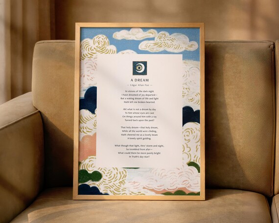 Edgar Allan Poe A Dream Poem Print Celestial Poetry Wall Art Literary Quote Poster Classic Book Lover Gift