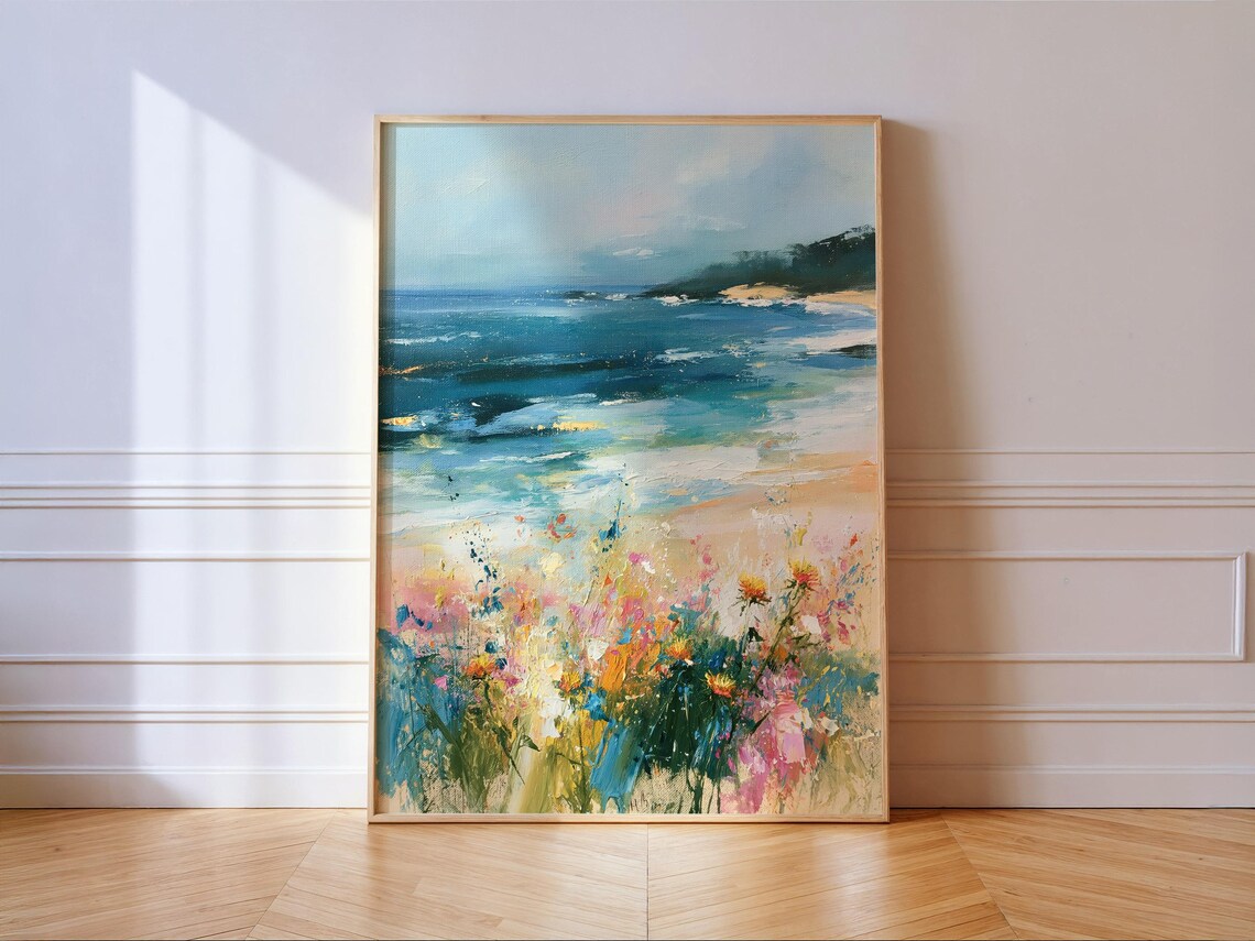 Beach Wildflowers, Coastal Impressionist Art Print