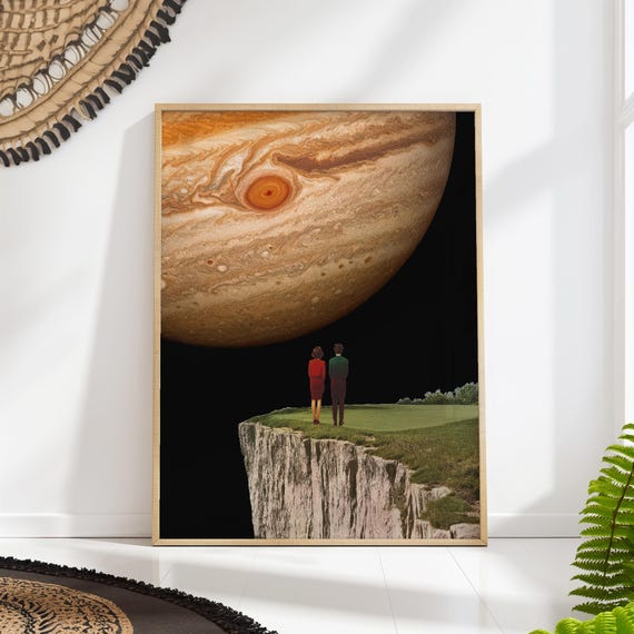 Surreal Jupiter Collage Wall Art Cosmic Landscape Print