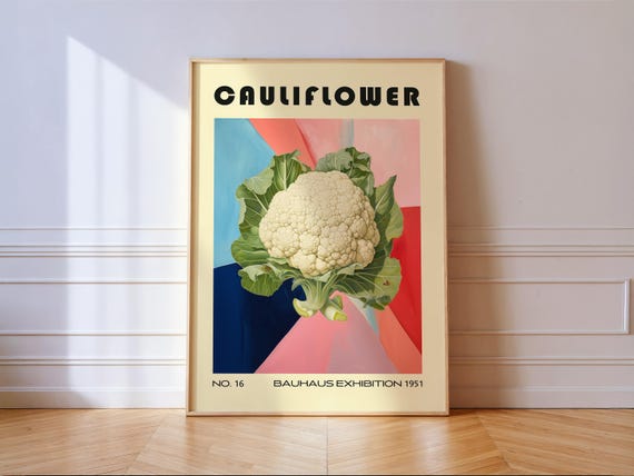 Cauliflower Decorative Kitchen Print Bauhaus Poster Vintage Decoration