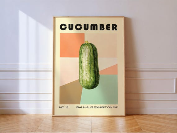 Cucumber Decorative Kitchen Print Bauhaus Poster Vintage Decoration