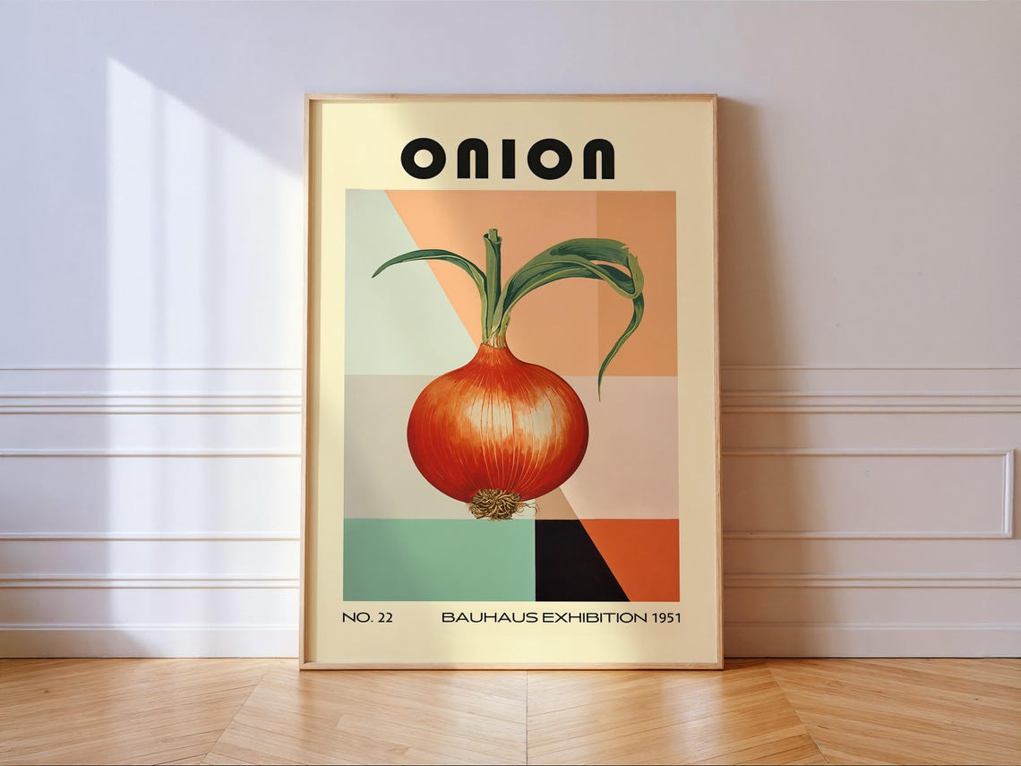 Onion Bauhaus Exhibition 1951 Retro Geometric Kitchen Decor Poster