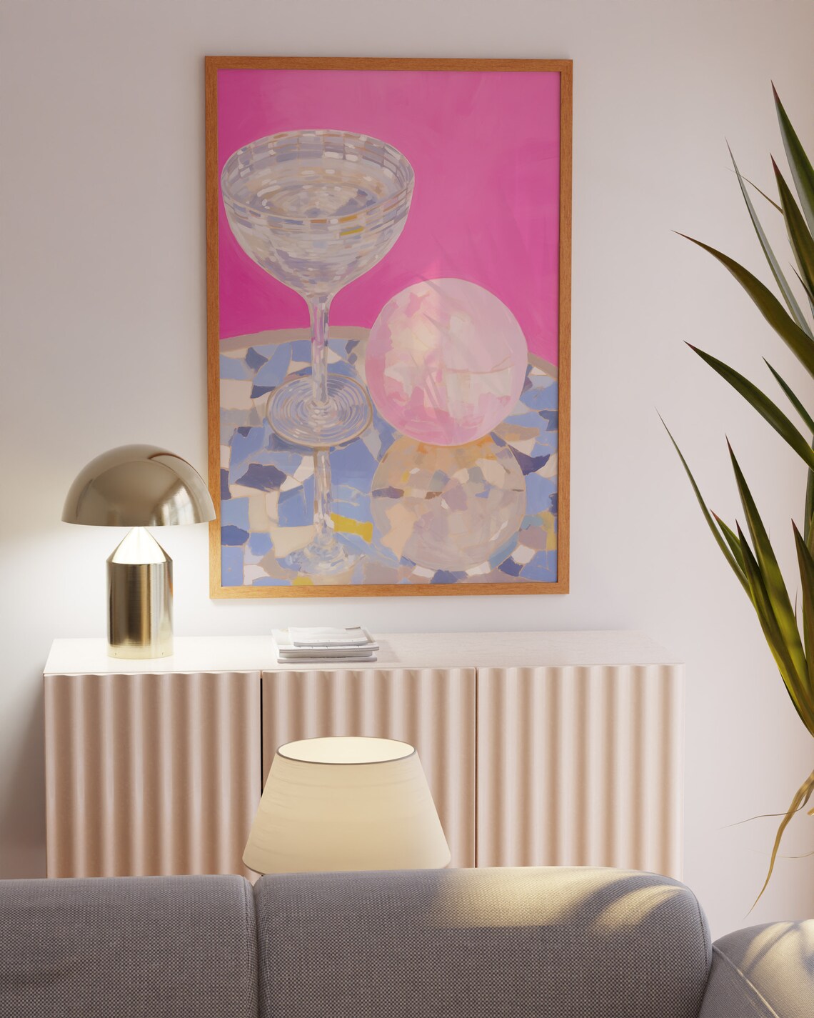 Disco Coupe Glass On Pink Mosaic Retro Party Bar Scene Poster - Image 4