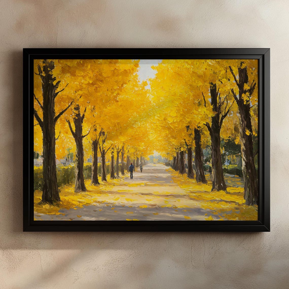 Golden Autumn Tree Tunnel Path Glowing Fall Landscape Poster