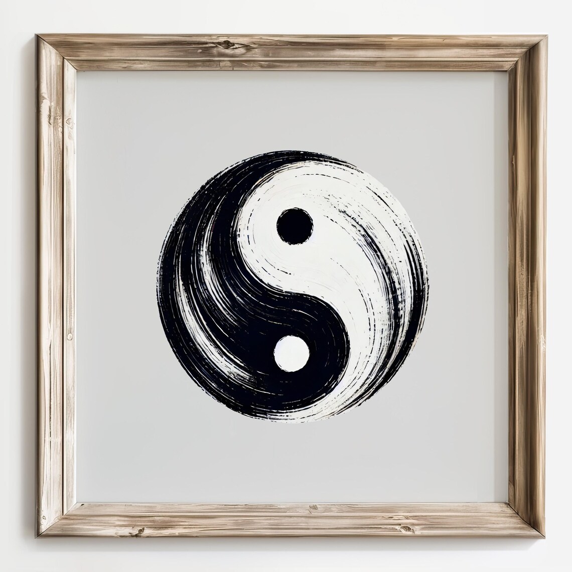 Yin Yang Minimalist Black and White Wall Art Print