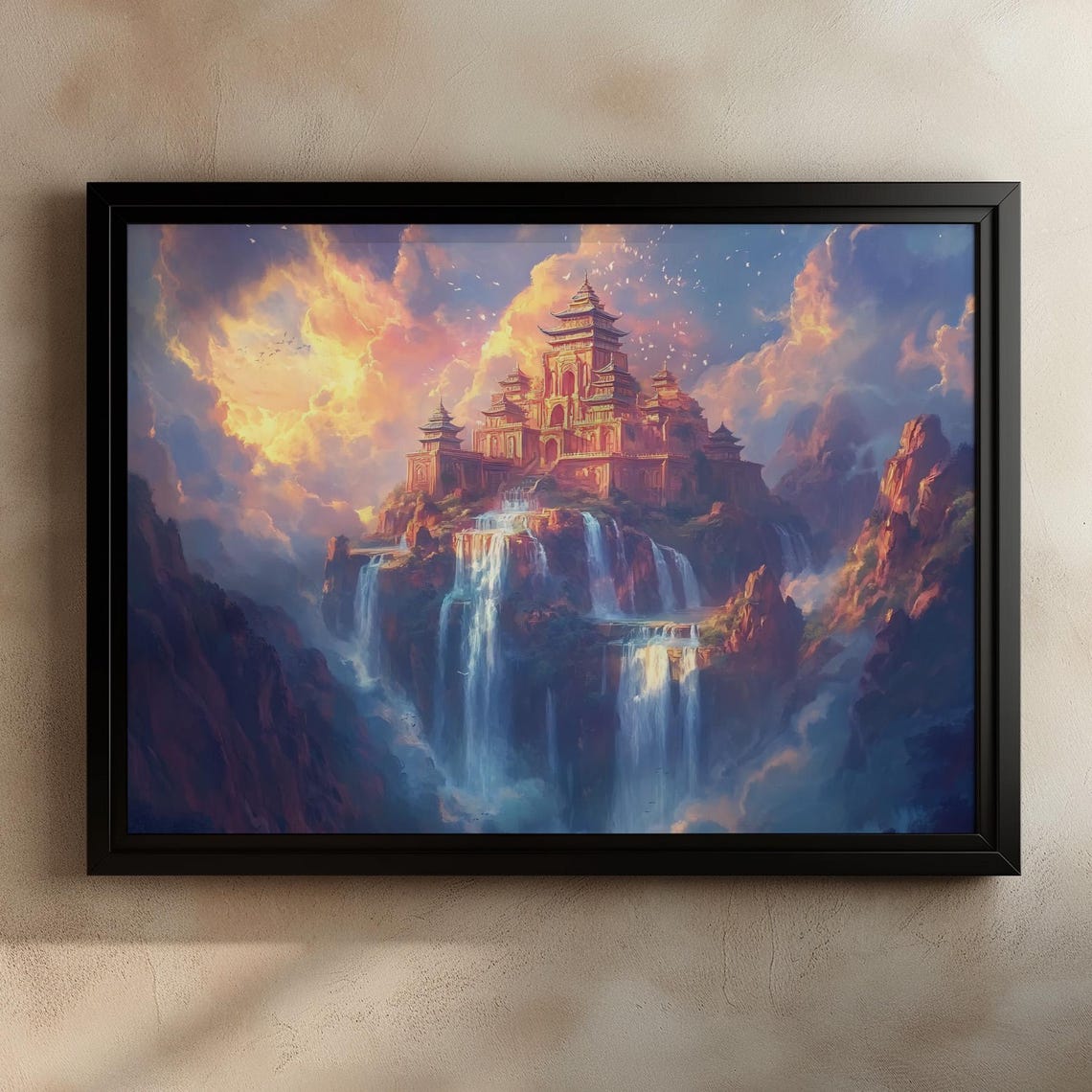Fantasy Castle Art Print Waterfall Landscape Wall Art Mystical Mountain Artwork Enchanted Kingdom Poster Fantasy Home Decor Unique Gift - Image 3