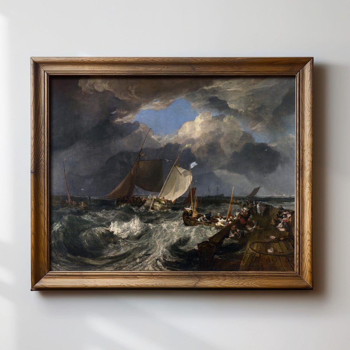 Romantic Era Stormy Seascape with Sailing Boats by a Pier Poster - Image 4