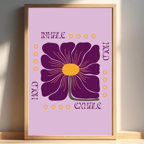 Purple Box Breathing Retro Flower Print for Calm Classroom Spaces