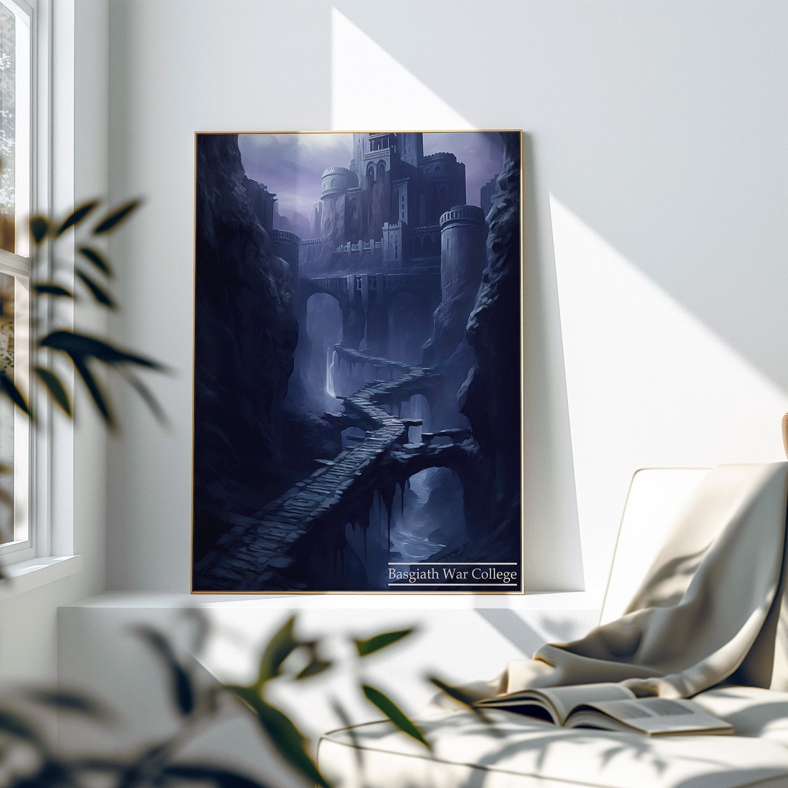 Basgiath War College Fortress In Blue Mist Fantasy Landscape Poster - Image 2