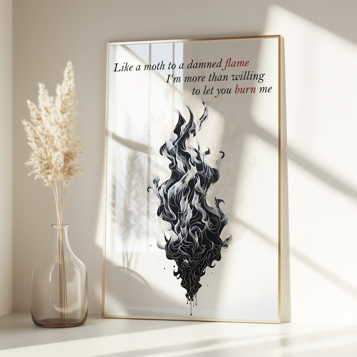 Like A Moth To A Damned Flame Fourth Wing Book Quote Smoke Art Poster - Image 3