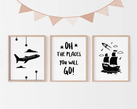 Oh The Places You Will Go Nursery Adventure Travel Trio Poster