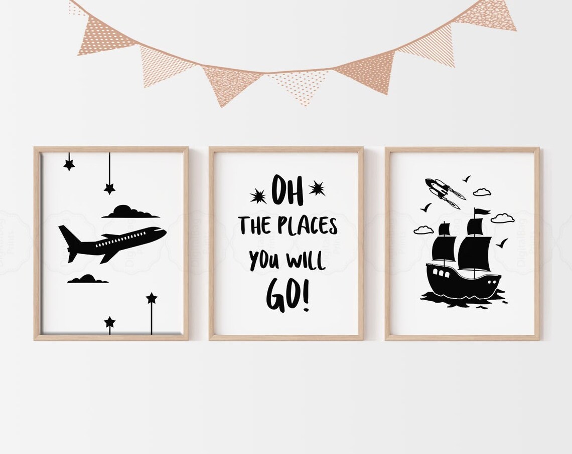 Oh The Places You Will Go Nursery Adventure Travel Trio Poster