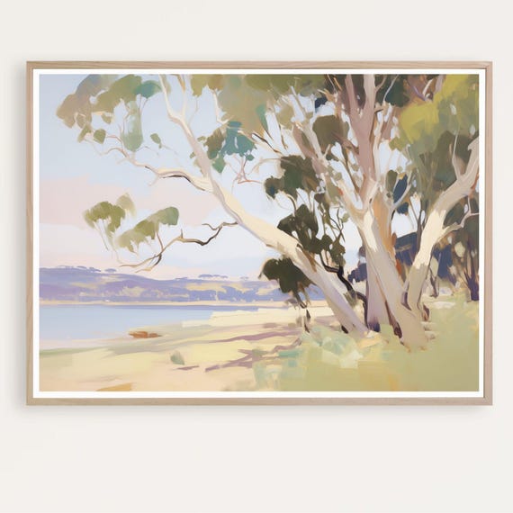 Australian Landscape Print Watercolor Painting Gum Tree