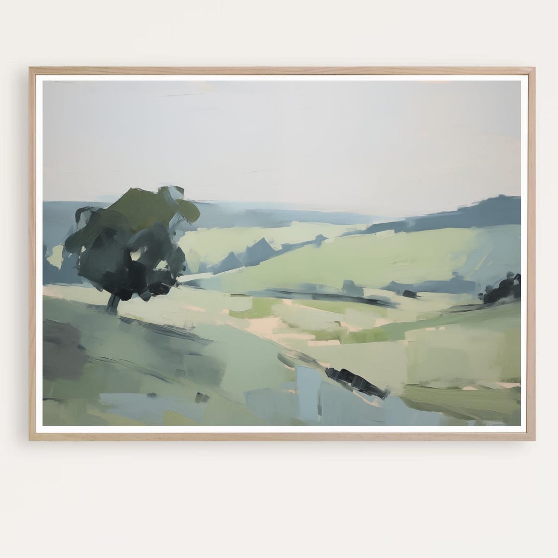Abstract Green Rolling Hills Modern Landscape Art Wall Poster