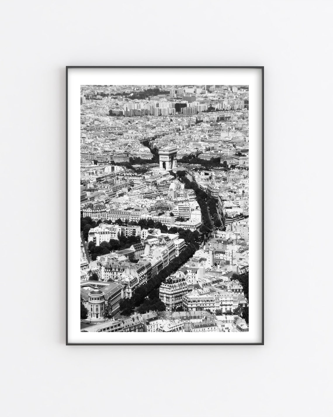 Paris Aerial Arc De Triomphe Black And White Skyline Photo Print - Image 4