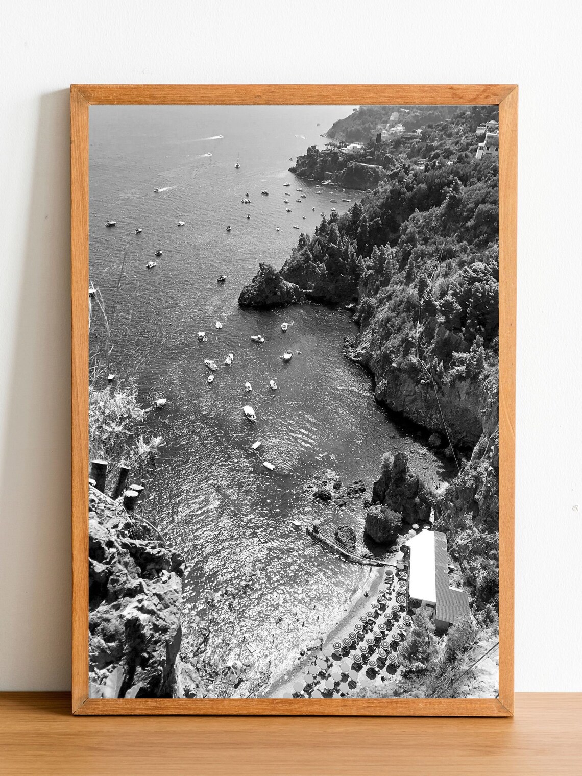 Italy Beach Poster, Black And White Coastal Print - Image 2