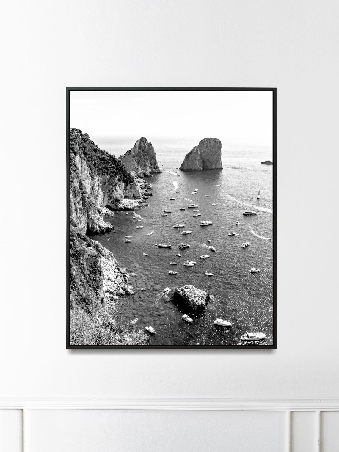 Capri Beach Print, Black And White Beach Art - Image 4