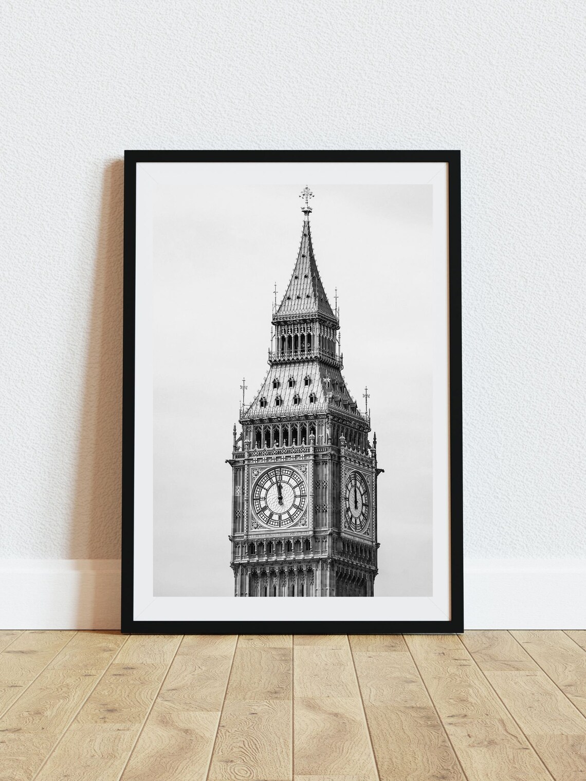 Big Ben Clock Tower Close Up Black And White London Photo Poster