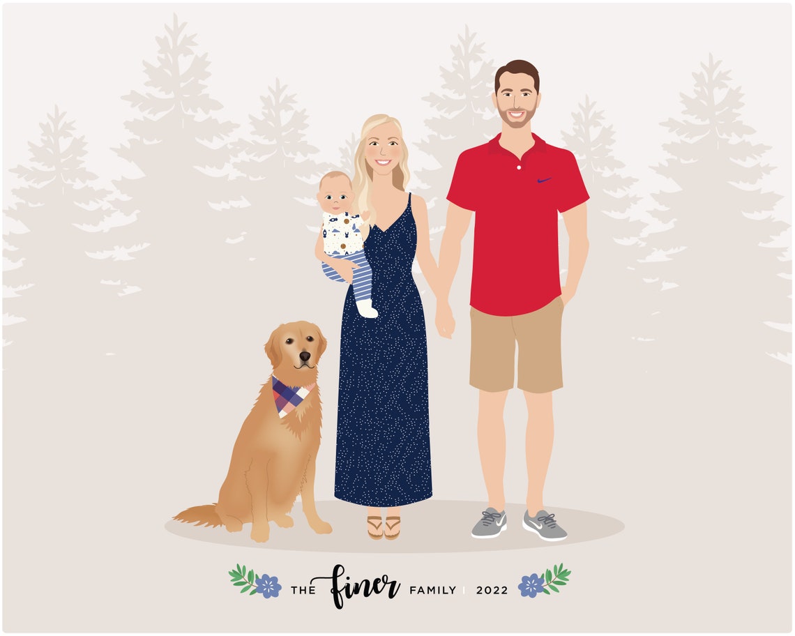 Custom Family Portrait, Add Pet