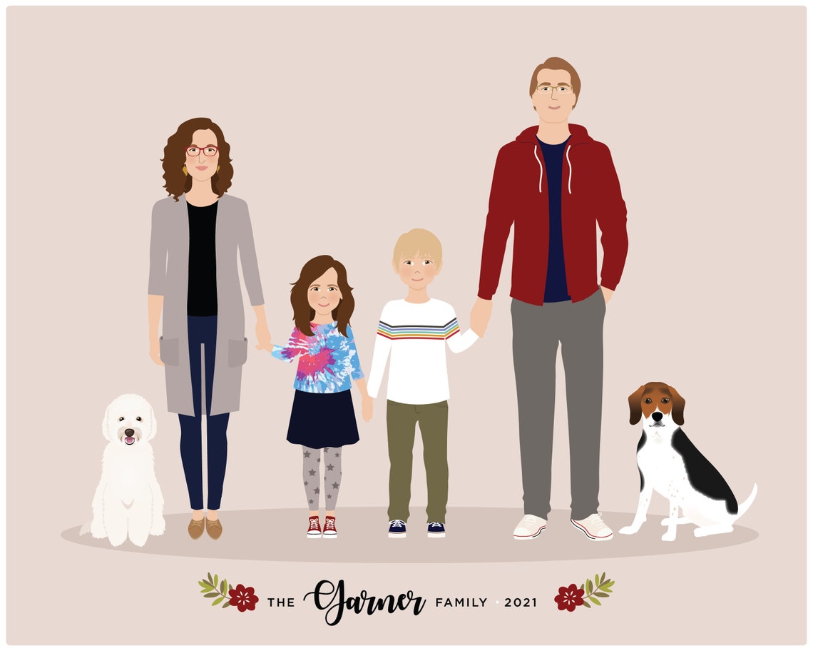 Custom Family Portrait Bespoke Family Portrait Personalized Family Picture - Image 4