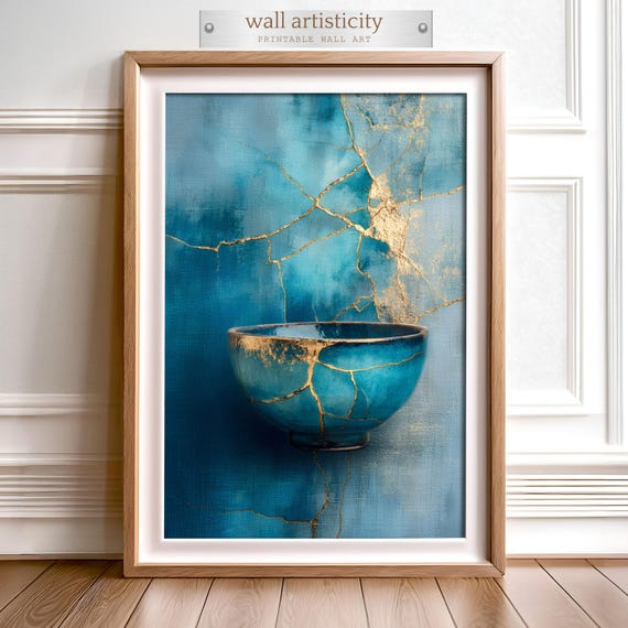 Kintsugi Bowl Wall Art Print, Wabi Sabi Zen Decor