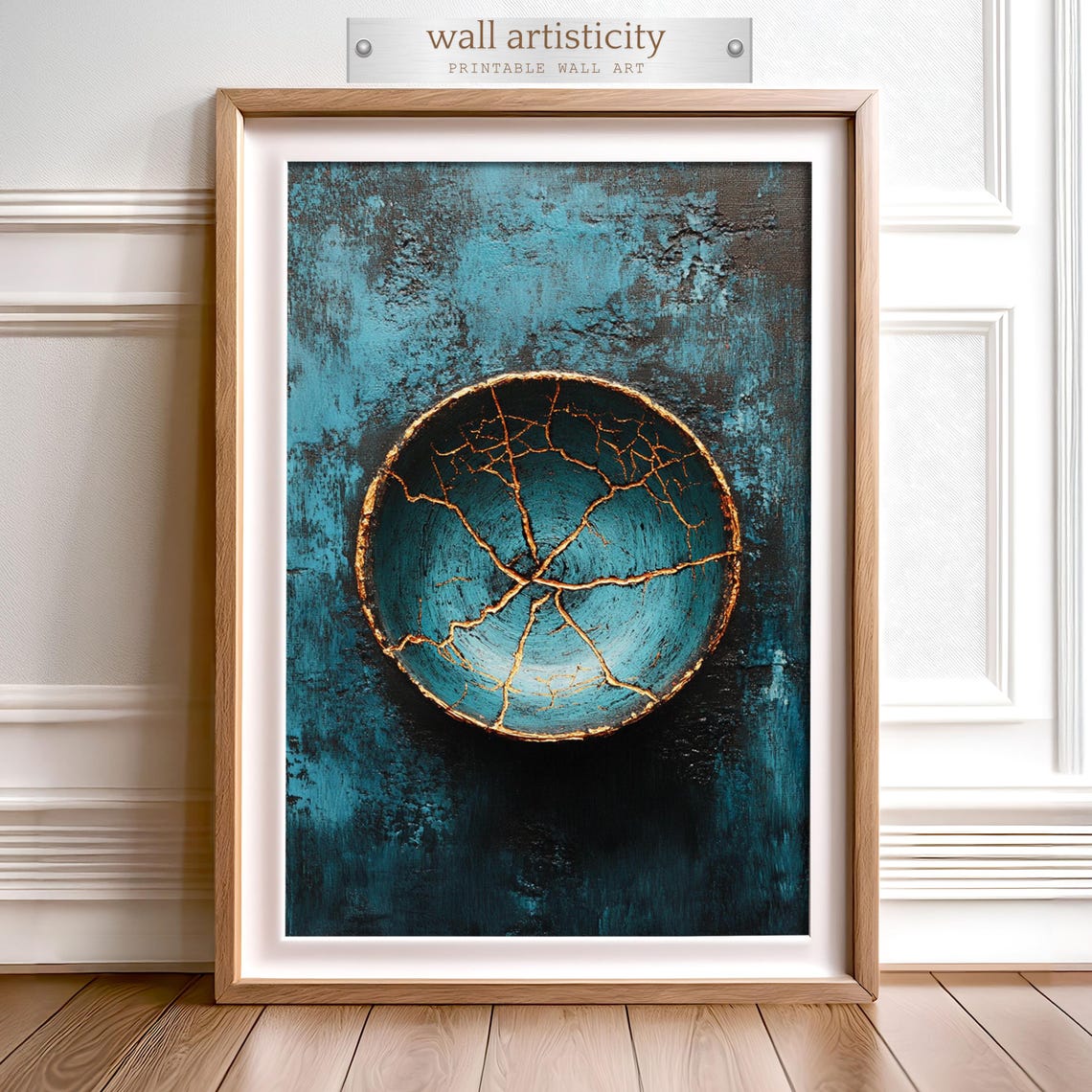 Japanese Kintsugi Broken Bowl, Wabi Sabi Wall Art