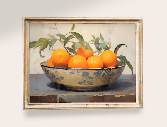 Oranges Still Life Vintage Kitchen Art Print