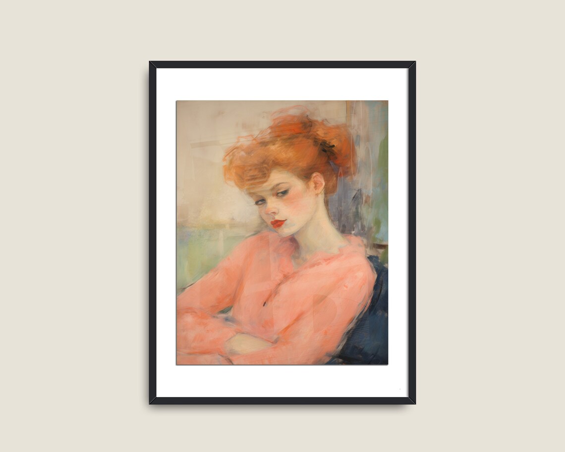 Sassy Woman Portrait Vintage Painting Art Print