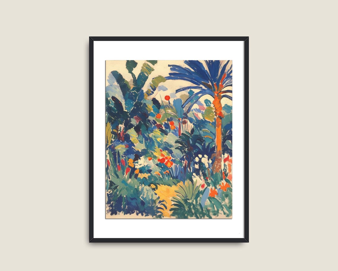 Tropical Jungle Palm Trees Fauvist Bold Colorful Botanical Landscape Poster - Image 2