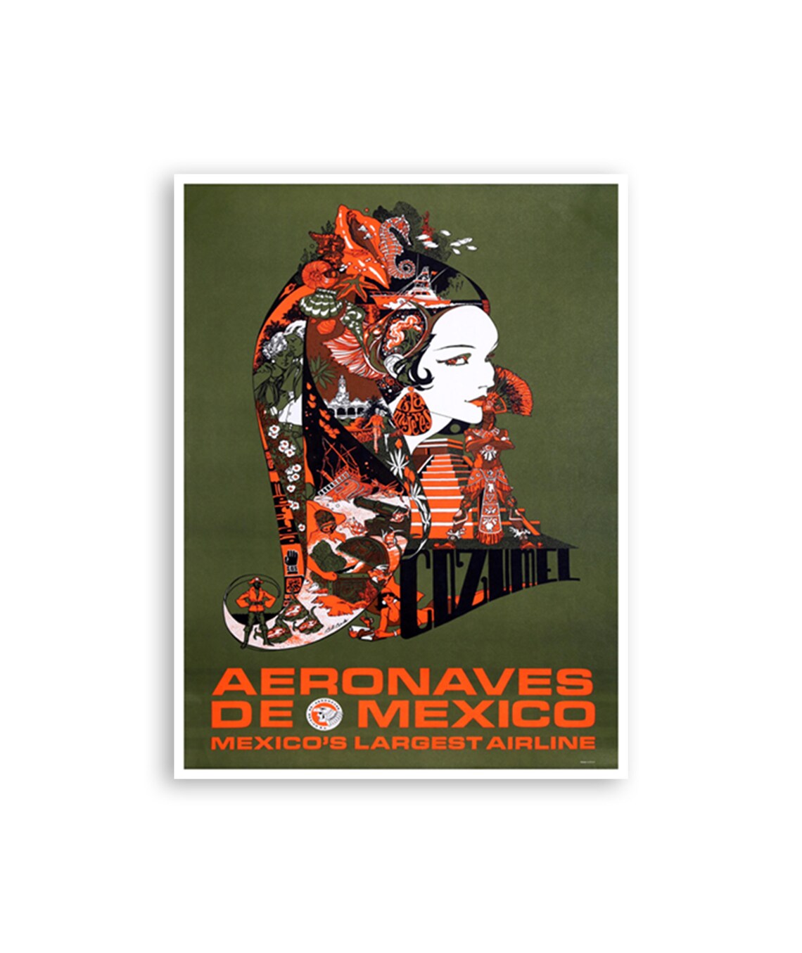 Cozumel Mexico Vintage Travel Poster, Travel Print